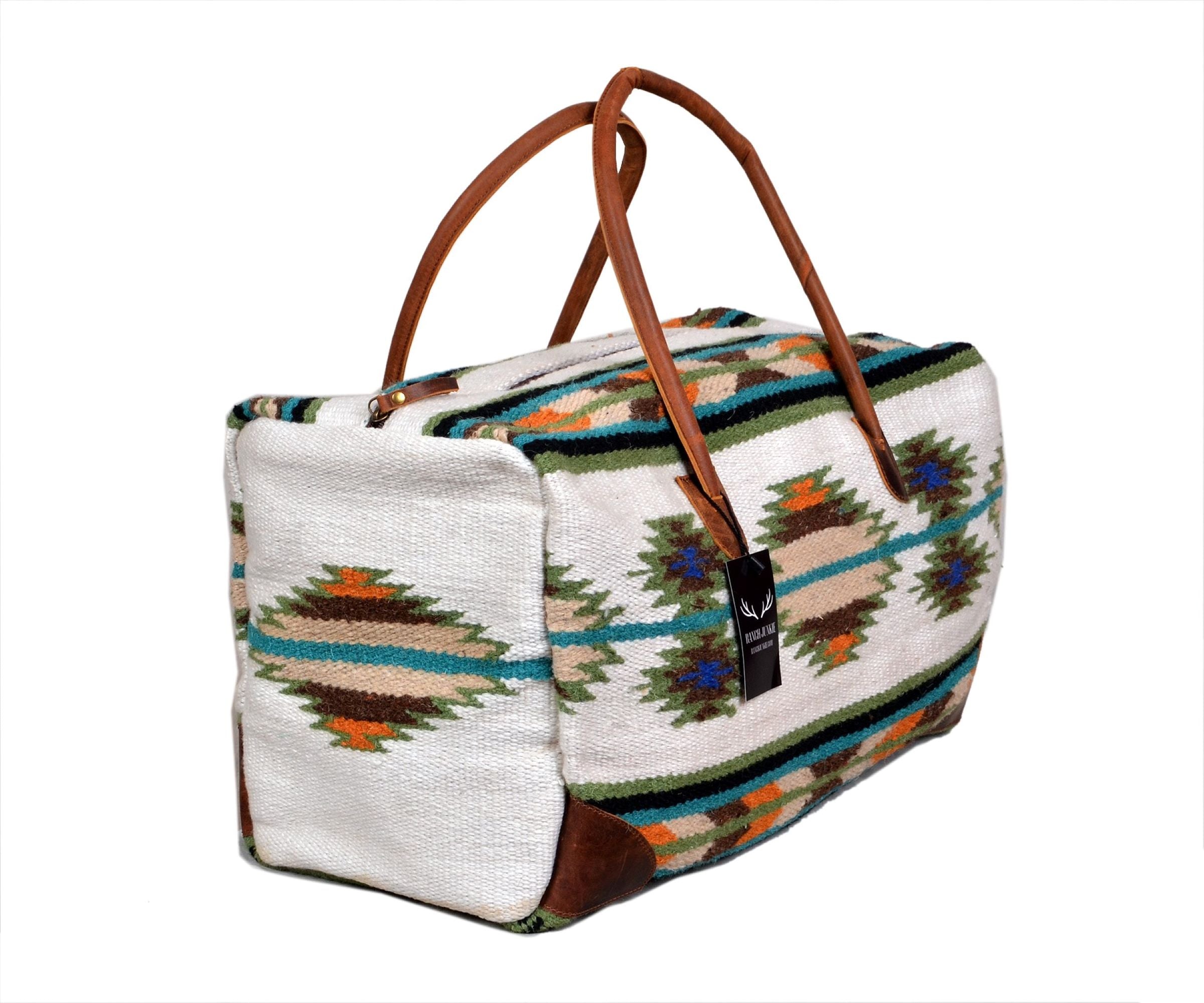 Bundle Deal-Aspen Wool Southwestern Boho Aztec Large Weekender Duffel Bag + Aspen Large Handwoven Wool Boho Tote - Ranch Junkie Mercantile LLC